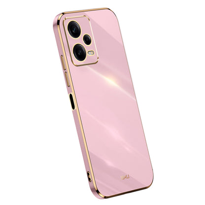 XINLI Shockproof Phone Case for Xiaomi Redmi Note 12 Pro 5G , Electroplating Golden Edge TPU Phone Cover
