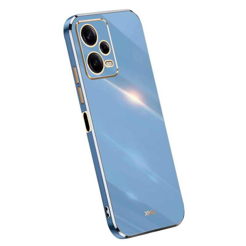 XINLI Shockproof Phone Case for Xiaomi Redmi Note 12 Pro 5G , Electroplating Golden Edge TPU Phone Cover