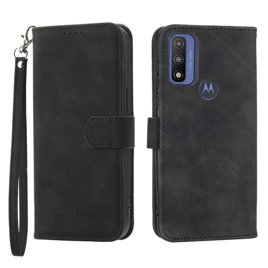 DIERFENG DF-03 for Motorola Moto G Play (2023) 4G / G Pure Phone Case PU Leather Lines Imprinted Cover with Wallet Stand