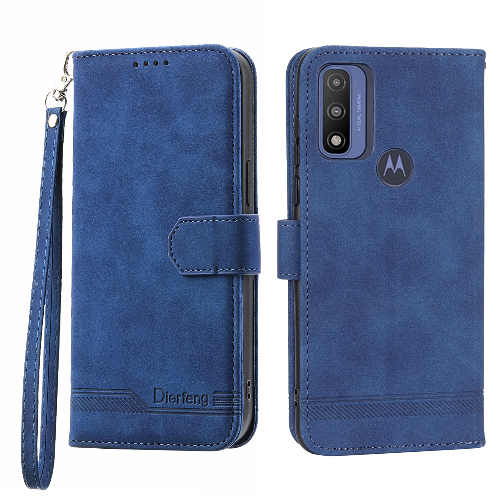 DIERFENG DF-03 for Motorola Moto G Play (2023) 4G / G Pure Phone Case PU Leather Lines Imprinted Cover with Wallet Stand