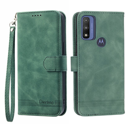 DIERFENG DF-03 for Motorola Moto G Play (2023) 4G / G Pure Phone Case PU Leather Lines Imprinted Cover with Wallet Stand