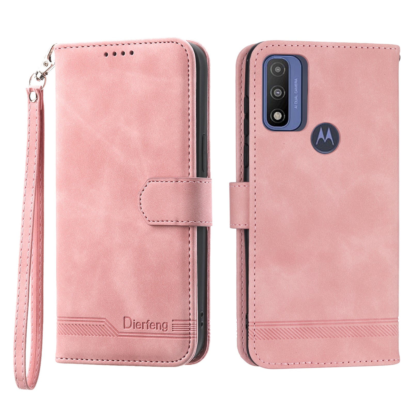 DIERFENG DF-03 for Motorola Moto G Play (2023) 4G / G Pure Phone Case PU Leather Lines Imprinted Cover with Wallet Stand