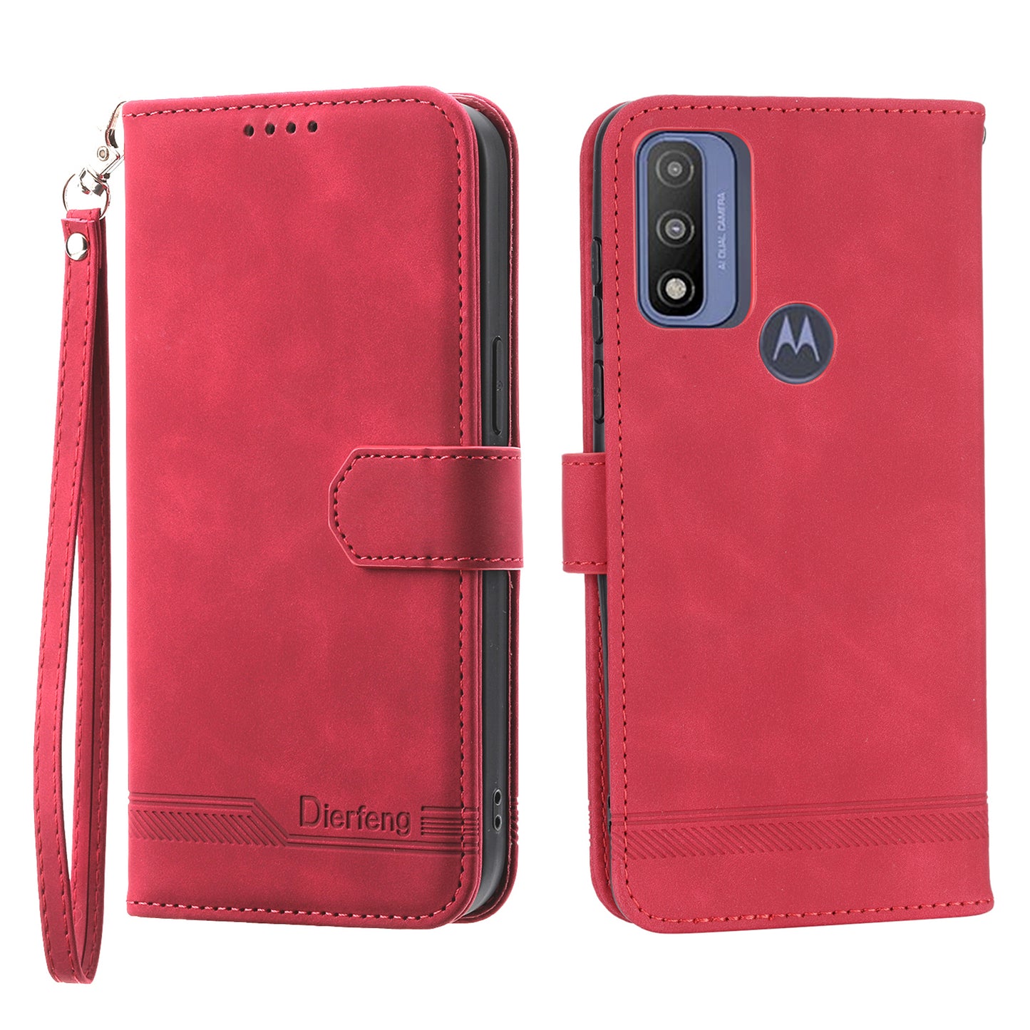 DIERFENG DF-03 for Motorola Moto G Play (2023) 4G / G Pure Phone Case PU Leather Lines Imprinted Cover with Wallet Stand