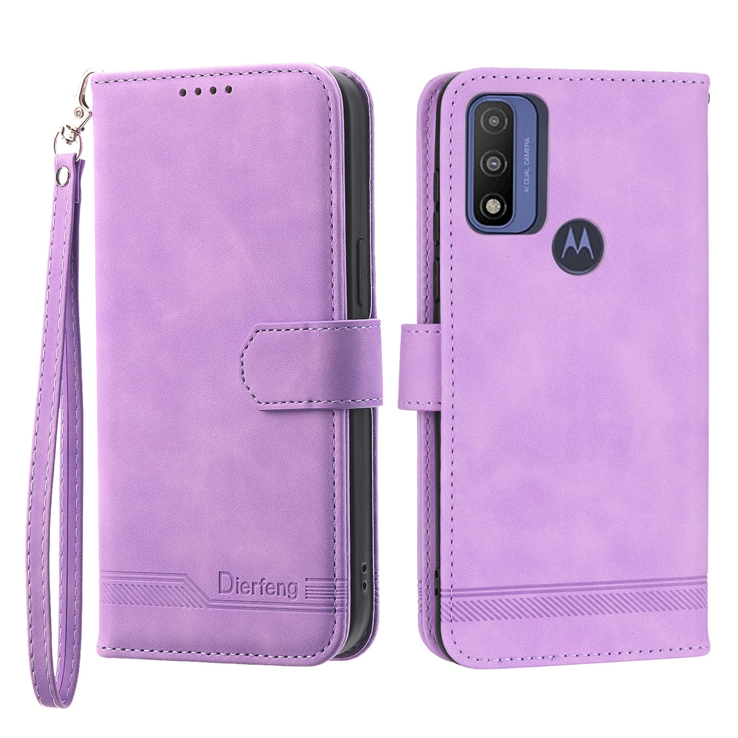 DIERFENG DF-03 for Motorola Moto G Play (2023) 4G / G Pure Phone Case PU Leather Lines Imprinted Cover with Wallet Stand