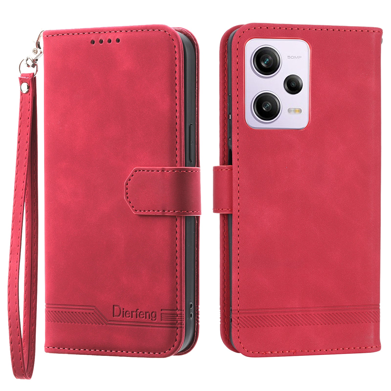 DIERFENG DF-03 For Xiaomi Redmi Note 12 Pro 5G / Note 12 Pro Speed 5G / Poco X5 Pro 5G Lines Imprinted Phone Case Flip Stand PU Leather Wallet Cover