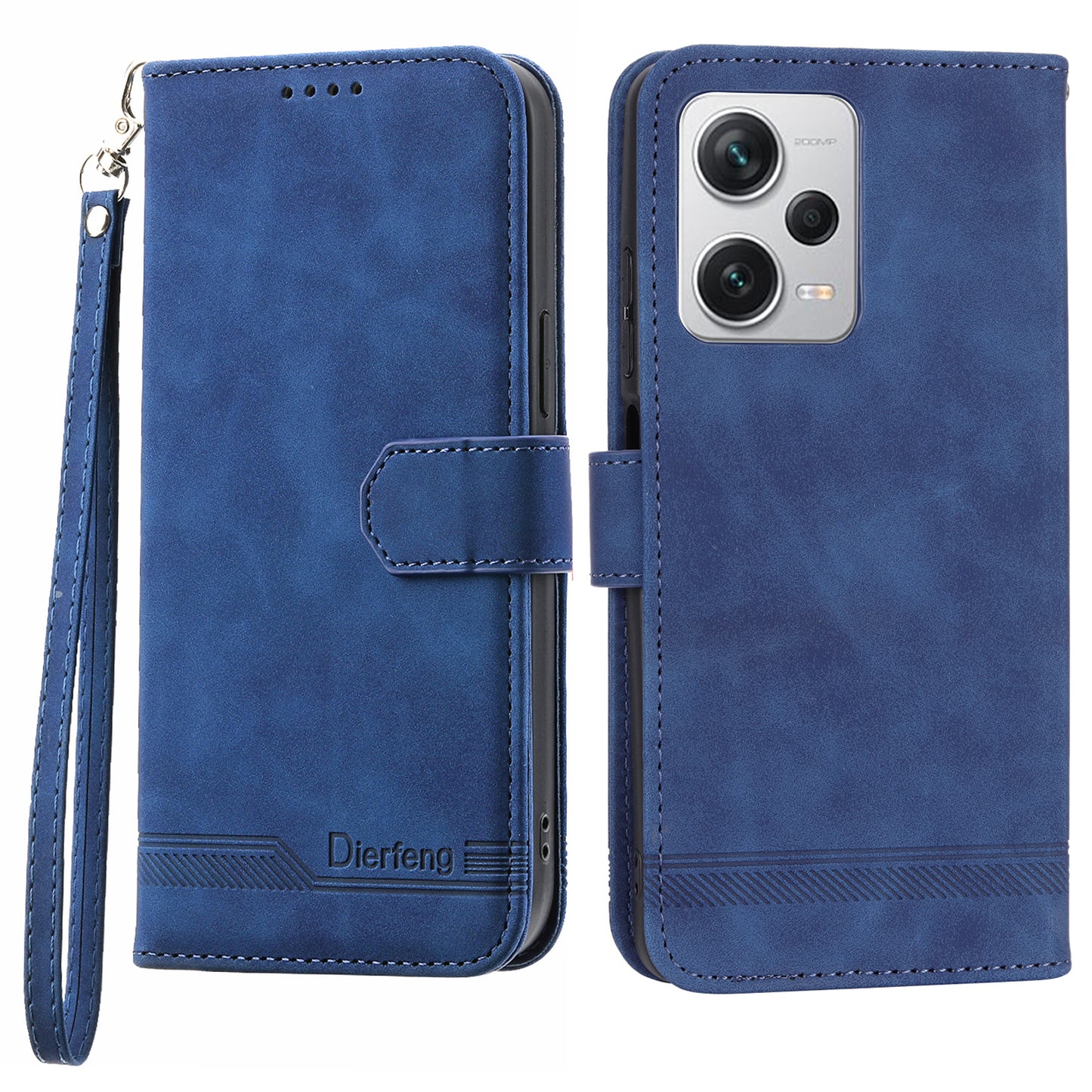 DIERFENG DF-03 For Xiaomi Redmi Note 12 Pro+ 5G Lines Imprinted Leather Wallet Phone Case Flip Stand Anti-drop Cover