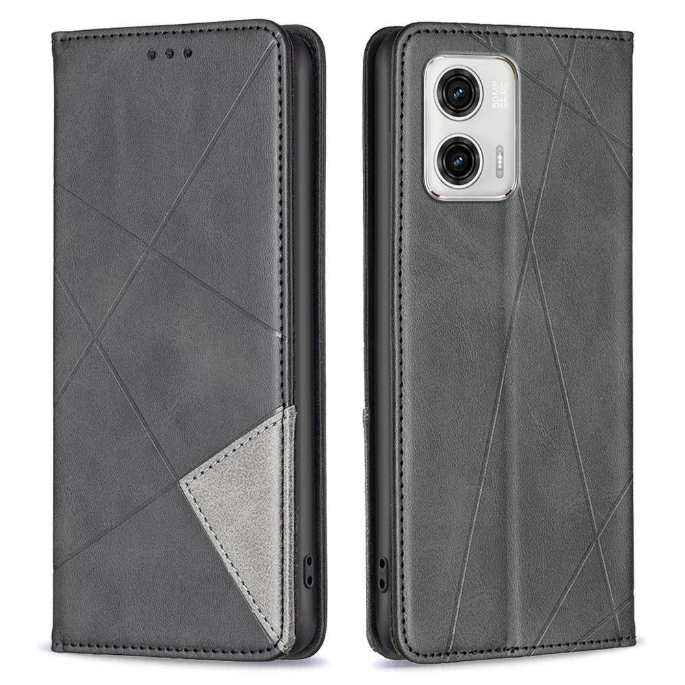 Shockproof Phone Case For Motorola Moto G73 5G BF Imprinting Pattern Series-1 Magnetic Leather Stand Flip Phone Cover Card Holder