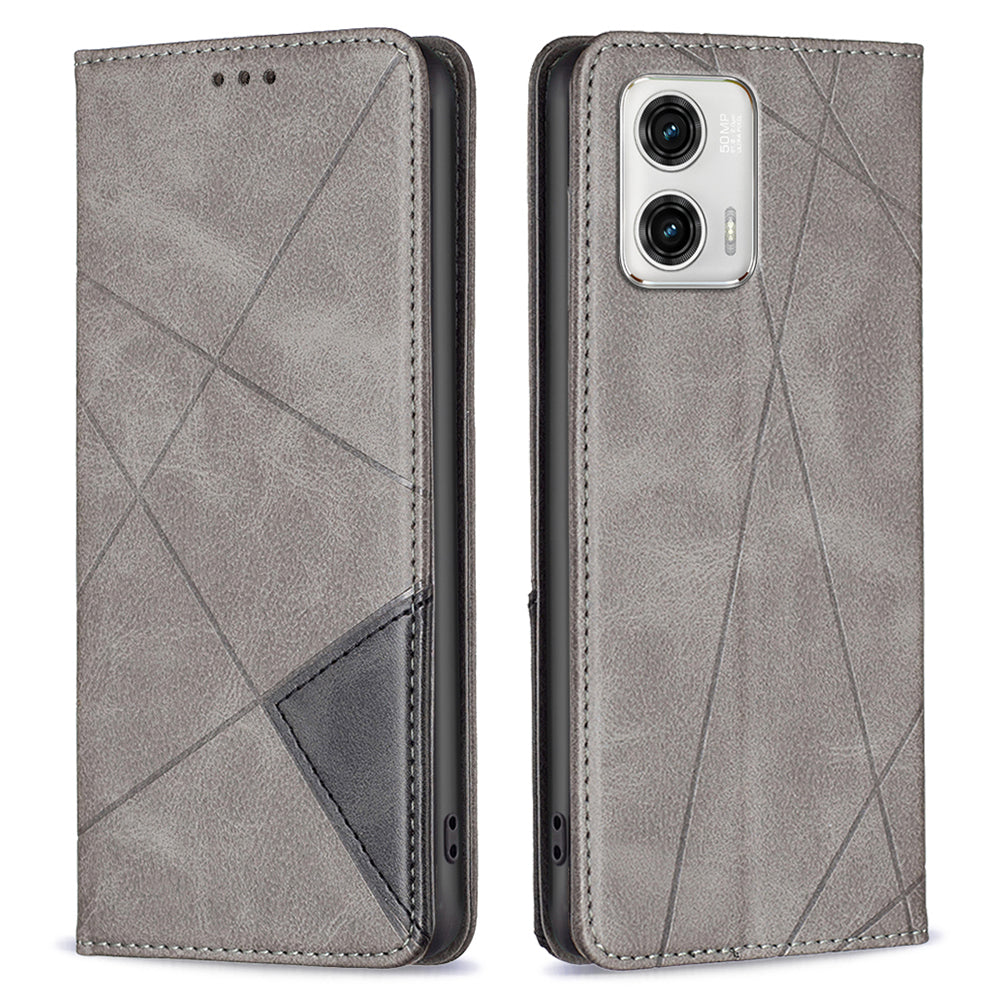 Shockproof Phone Case For Motorola Moto G73 5G BF Imprinting Pattern Series-1 Magnetic Leather Stand Flip Phone Cover Card Holder