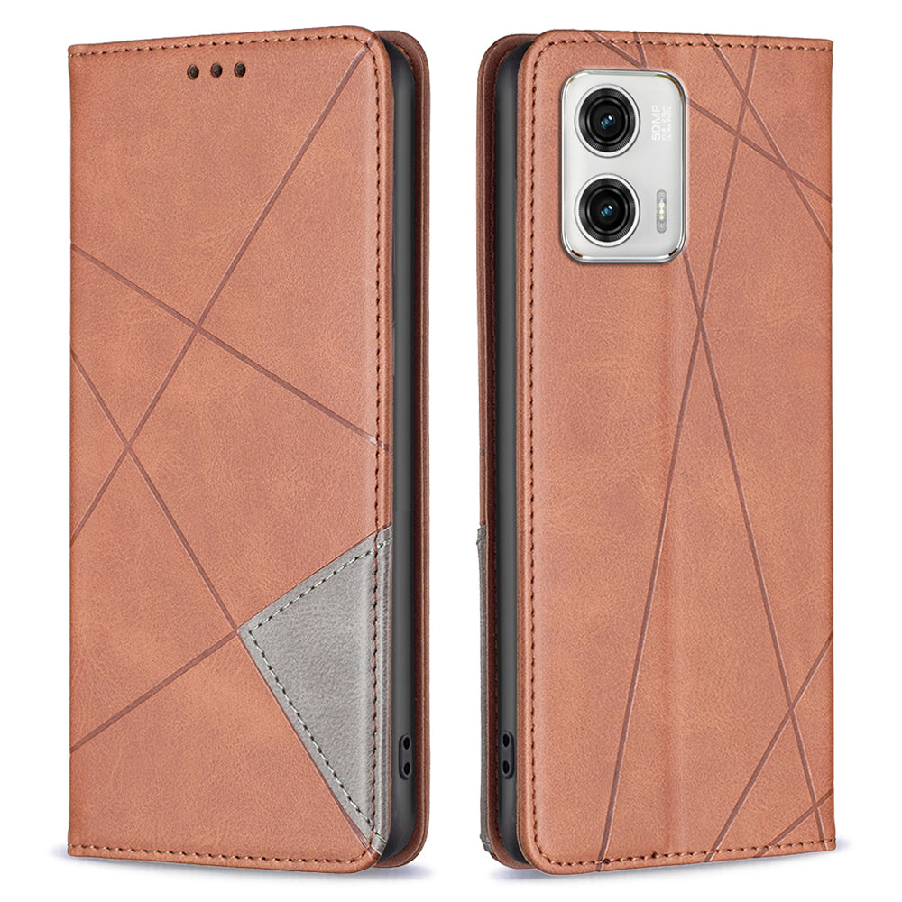 Shockproof Phone Case For Motorola Moto G73 5G BF Imprinting Pattern Series-1 Magnetic Leather Stand Flip Phone Cover Card Holder