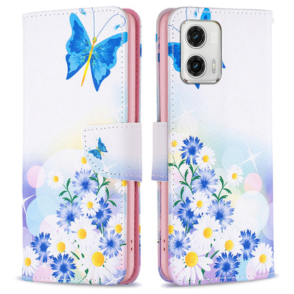 Shockproof Phone Case for Motorola Moto G73 5G BF Pattern Printing Leather Series-1 Pattern Imprinted Phone Shell Flip Wallet Cover