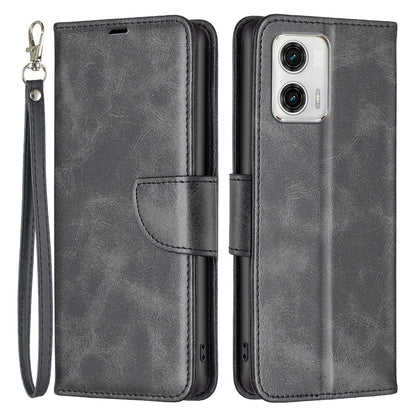 BF Leather Series-4 Anti-drop Phone Case for Motorola Moto G73 5G, PU Leather Stand Flip Wallet Cover with Strap