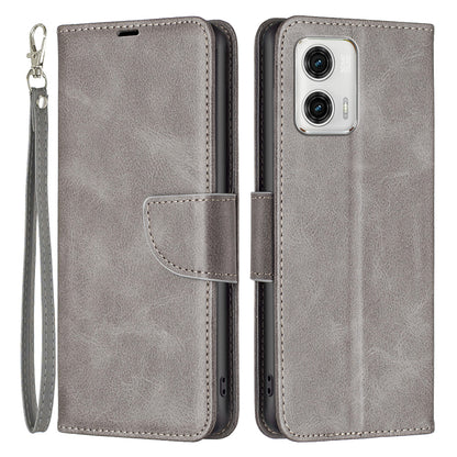 BF Leather Series-4 Anti-drop Phone Case for Motorola Moto G73 5G, PU Leather Stand Flip Wallet Cover with Strap