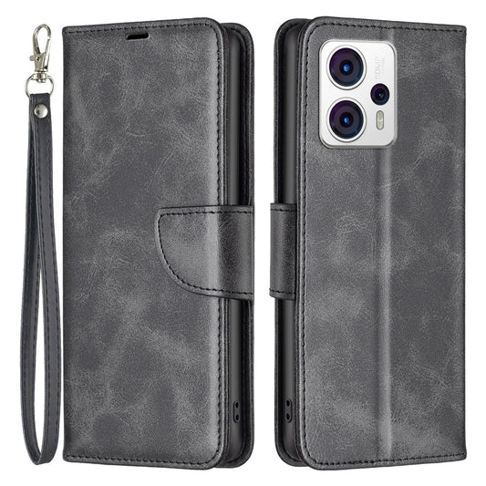 BF Leather Series-4 for Motorola Moto G13 4G / G23 4G / G53 5G Anti-scratch Phone Case PU Leather Stand Wallet Cell Phone Cover with Strap