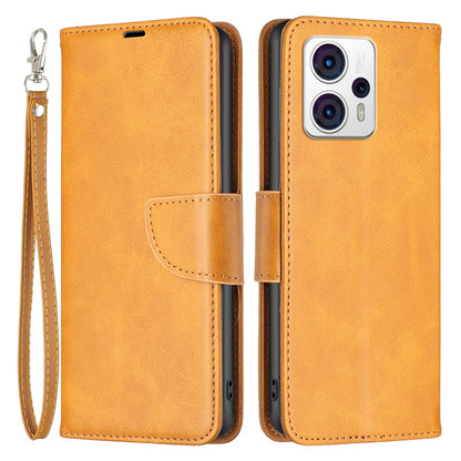 BF Leather Series-4 for Motorola Moto G13 4G / G23 4G / G53 5G Anti-scratch Phone Case PU Leather Stand Wallet Cell Phone Cover with Strap