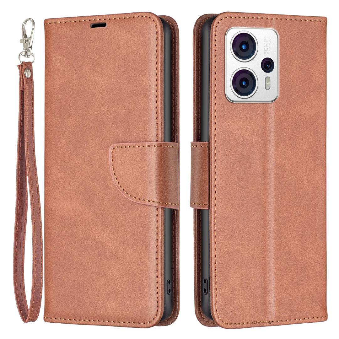 BF Leather Series-4 for Motorola Moto G13 4G / G23 4G / G53 5G Anti-scratch Phone Case PU Leather Stand Wallet Cell Phone Cover with Strap