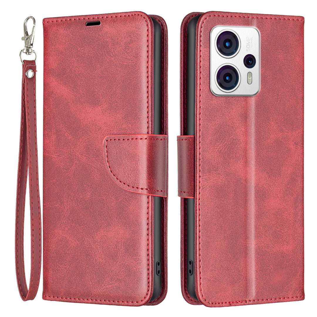 BF Leather Series-4 for Motorola Moto G13 4G / G23 4G / G53 5G Anti-scratch Phone Case PU Leather Stand Wallet Cell Phone Cover with Strap