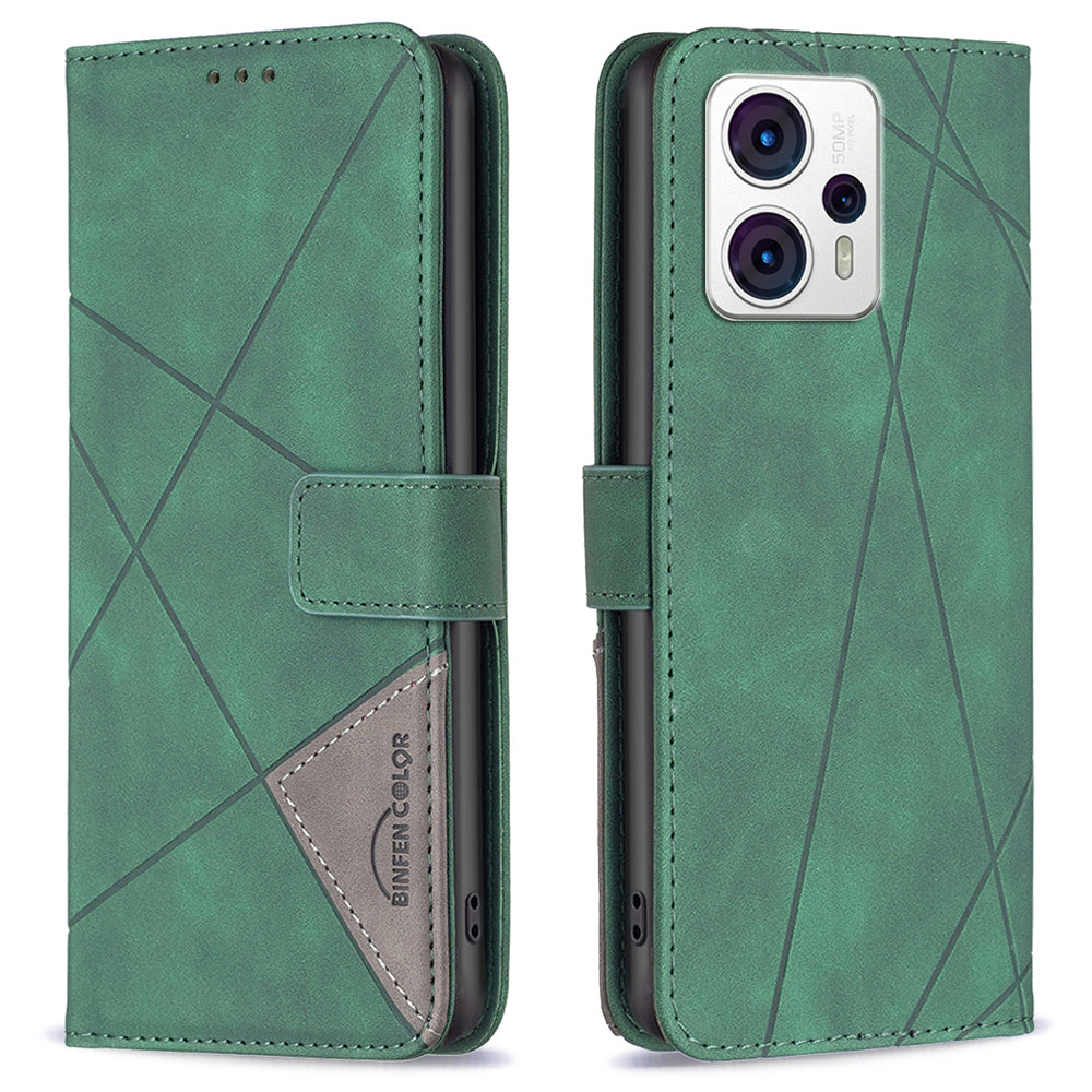 BINFEN COLOR for Motorola Moto G13 4G / G23 4G / G53 5G Shockproof Phone Case BF Imprinted Pattern Series-2 Style 05 Leather Wallet Stand Cover