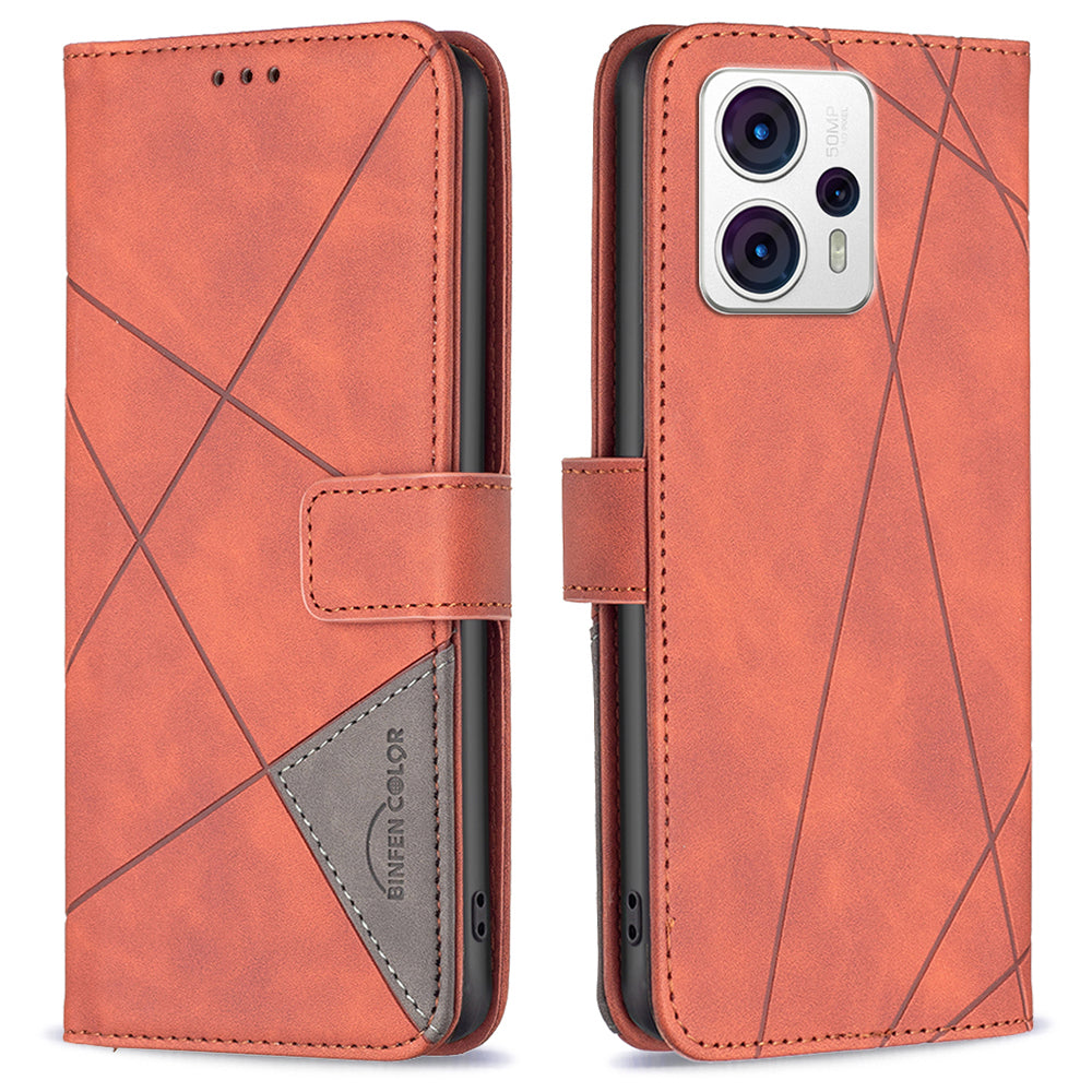 BINFEN COLOR for Motorola Moto G13 4G / G23 4G / G53 5G Shockproof Phone Case BF Imprinted Pattern Series-2 Style 05 Leather Wallet Stand Cover