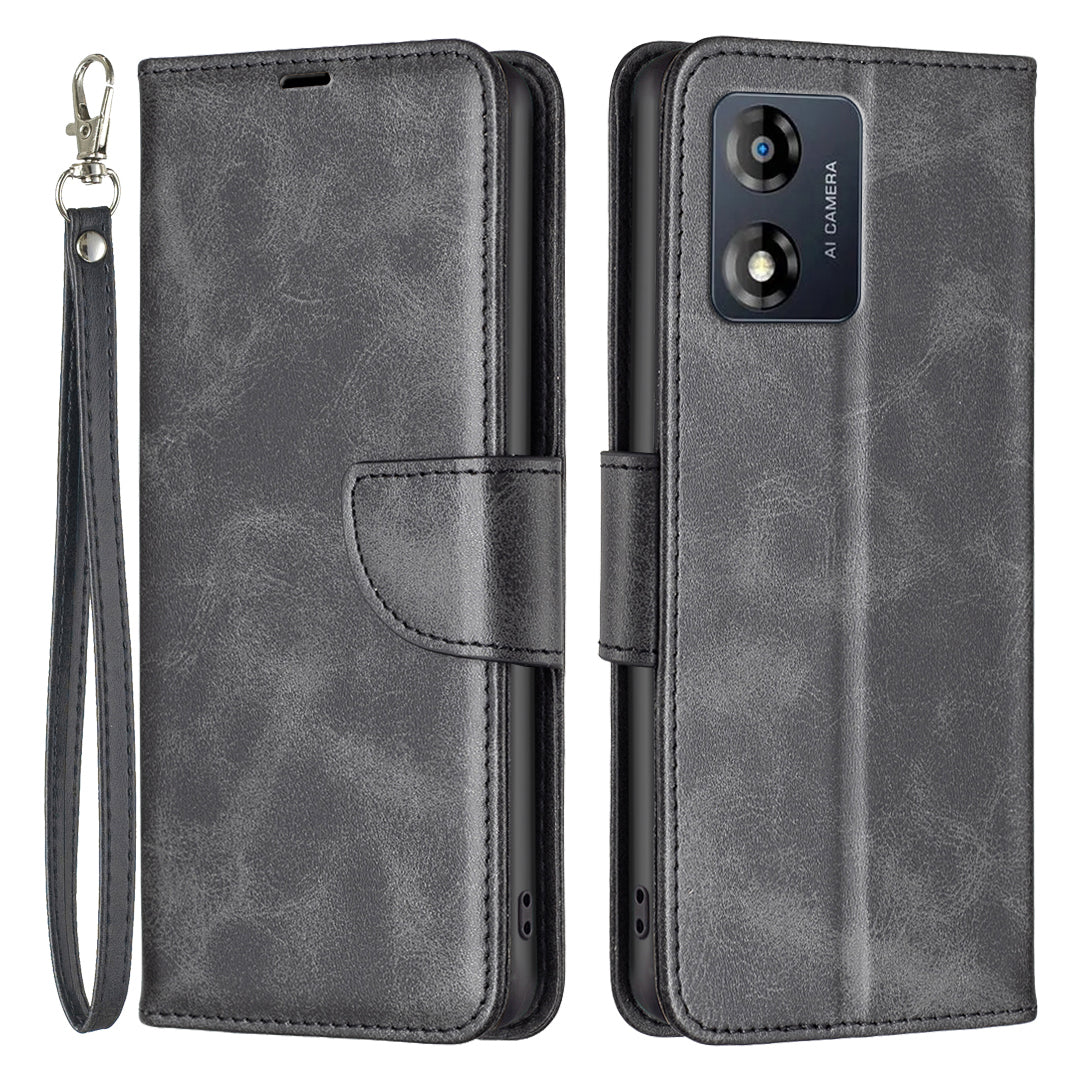 BF Leather Series-4 Cell Phone Cover for Motorola Moto E13 4G, Stand Flip Leather Wallet Full Protection Phone Case with Strap