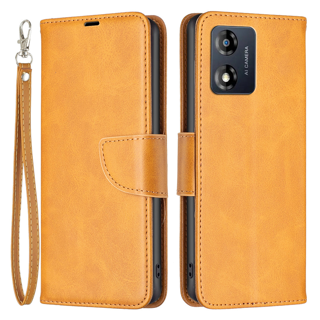 BF Leather Series-4 Cell Phone Cover for Motorola Moto E13 4G, Stand Flip Leather Wallet Full Protection Phone Case with Strap