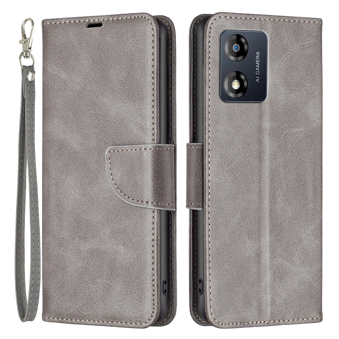 BF Leather Series-4 Cell Phone Cover for Motorola Moto E13 4G, Stand Flip Leather Wallet Full Protection Phone Case with Strap