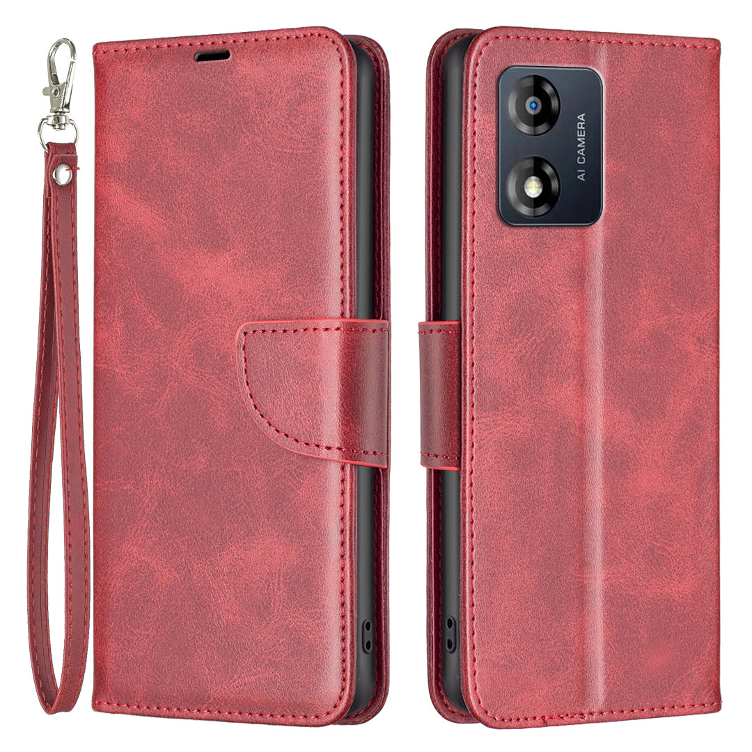 BF Leather Series-4 Cell Phone Cover for Motorola Moto E13 4G, Stand Flip Leather Wallet Full Protection Phone Case with Strap