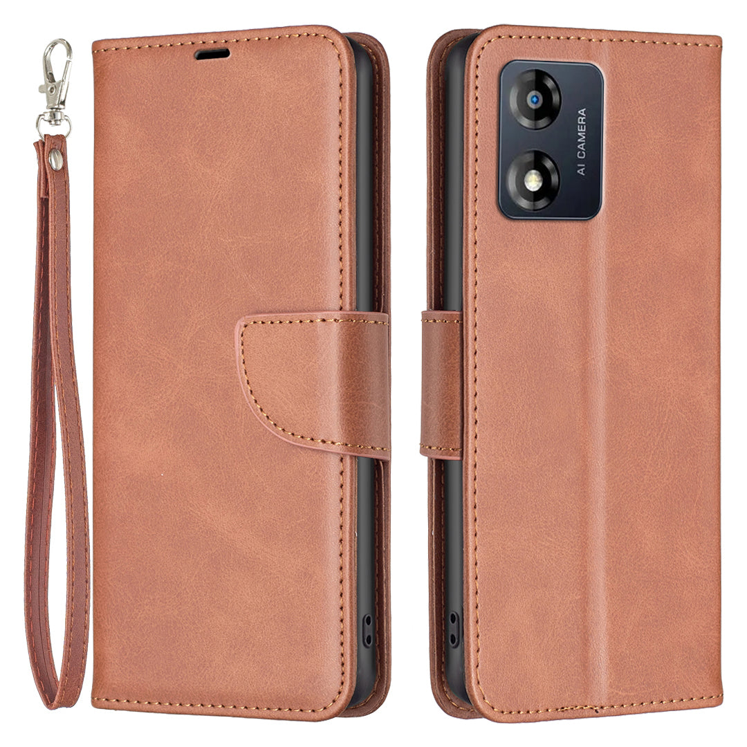 BF Leather Series-4 Cell Phone Cover for Motorola Moto E13 4G, Stand Flip Leather Wallet Full Protection Phone Case with Strap