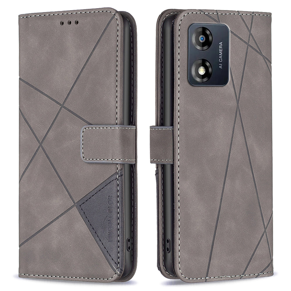 BINFEN COLOR Cell Phone Cover for Motorola Moto E13 4G BF Imprinted Pattern Series-2 Style 05 Leather Anti-fall Phone Case Wallet Stand