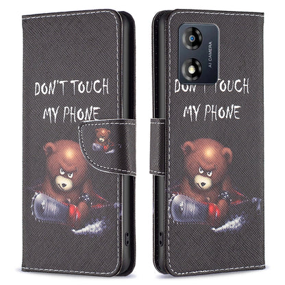 Leather Phone Case for Motorola Moto E13 4G BF Pattern Printing Leather Series-1 Full Protection Flip Phone Cover Wallet Stand