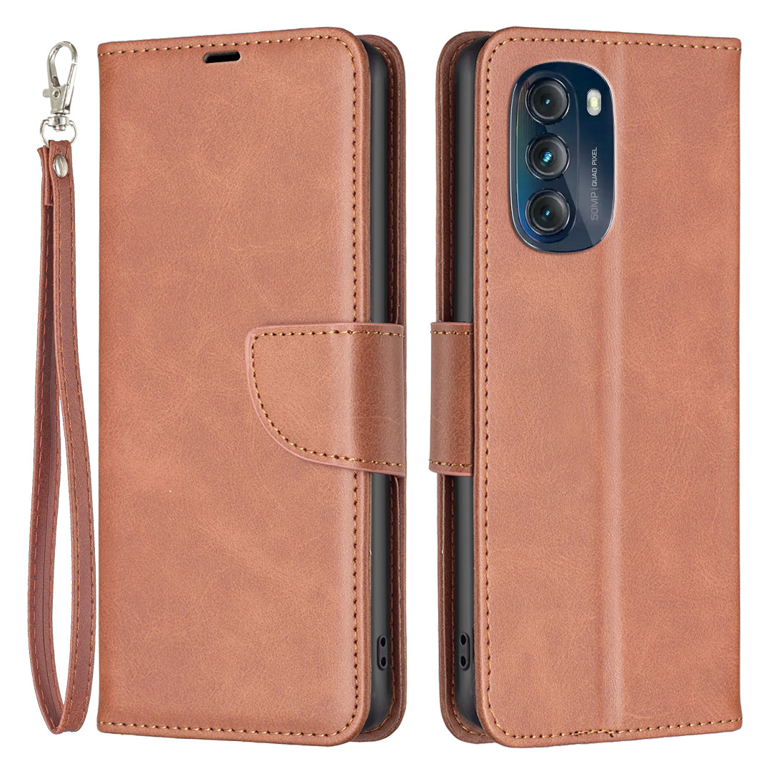 BF Leather Series-4 for Motorola Moto G 5G (2023) Mobile Phone Cover Wallet Stand Flip Leather Protective Case with Strap