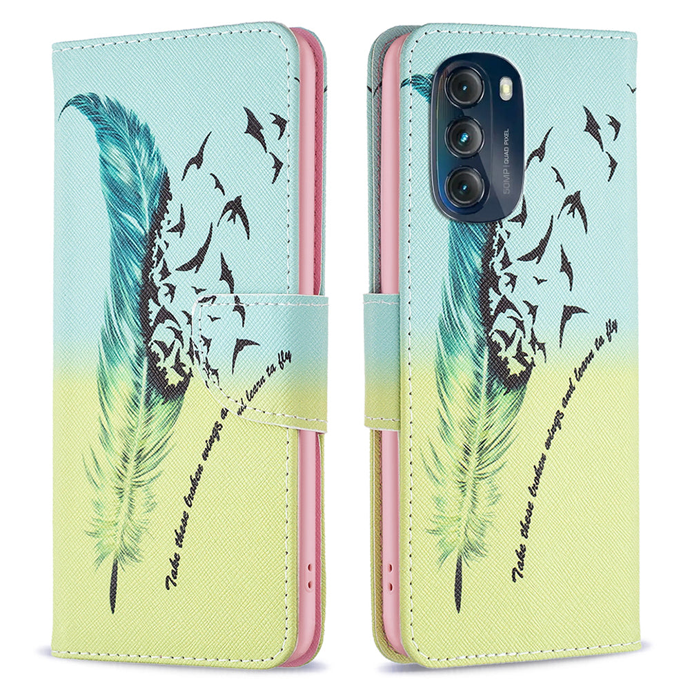 Anti-drop Phone Case for Motorola Moto G 5G (2023) BF Pattern Printing Leather Series-1 Pattern Imprinted Wallet Stand Phone Cover