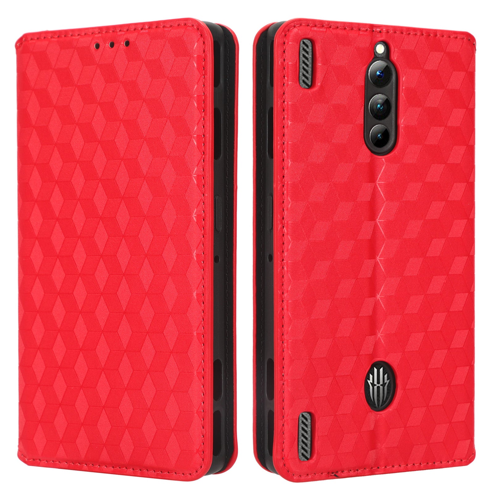 For ZTE nubia Red Magic 8 Pro+ 5G / Red Magic 8 Pro 5G Flip Wallet Phone Case Rhombus Pattern Imprinted Shockproof PU Leather Stand Cover