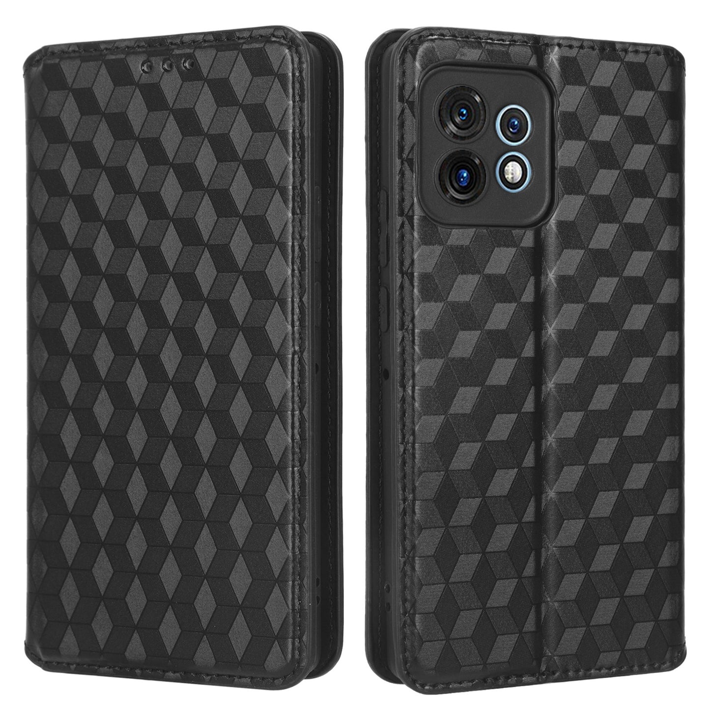 PU Leather Flip Wallet Phone Case for Motorola Moto X40 5G / Edge 40 Pro 5G / Edge+ (2023) Dustproof Shell Imprinted Rhombus Pattern Magnetic Closure Stand Cover