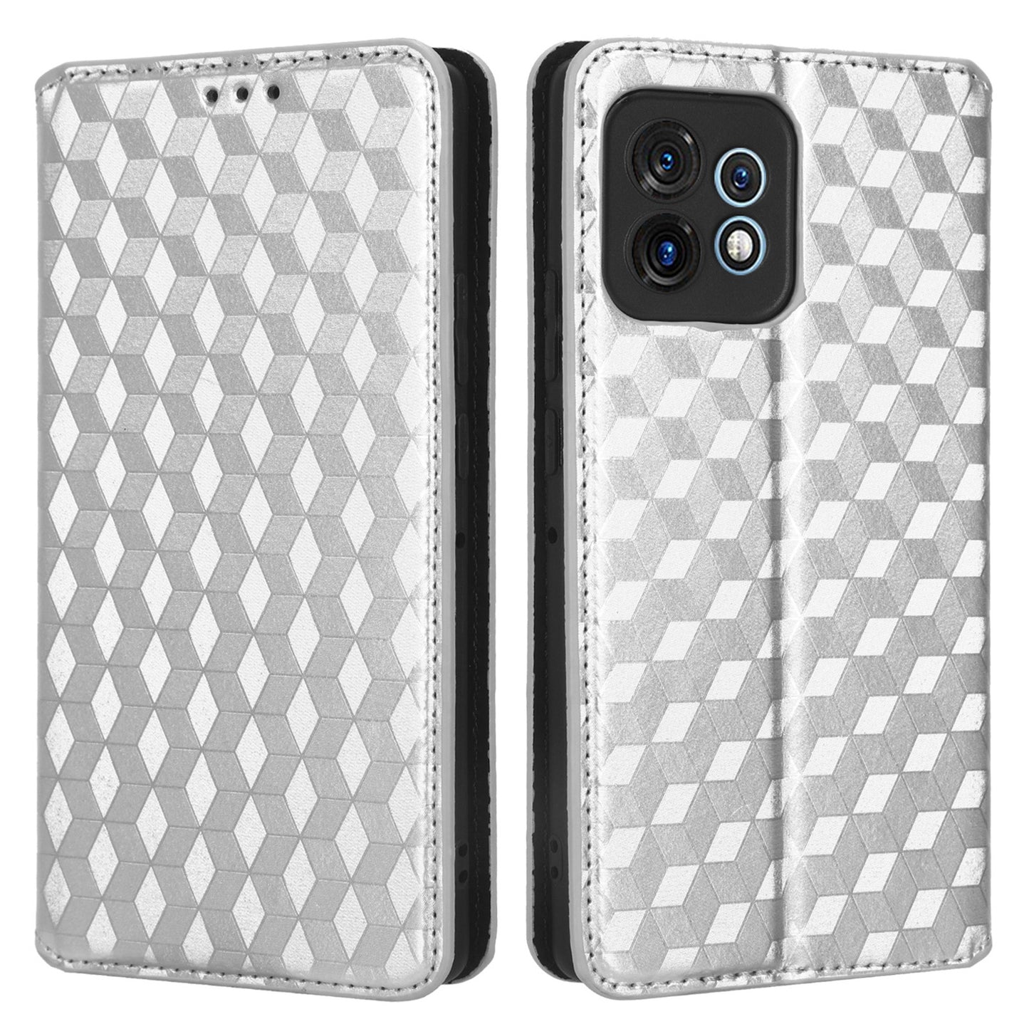 PU Leather Flip Wallet Phone Case for Motorola Moto X40 5G / Edge 40 Pro 5G / Edge+ (2023) Dustproof Shell Imprinted Rhombus Pattern Magnetic Closure Stand Cover