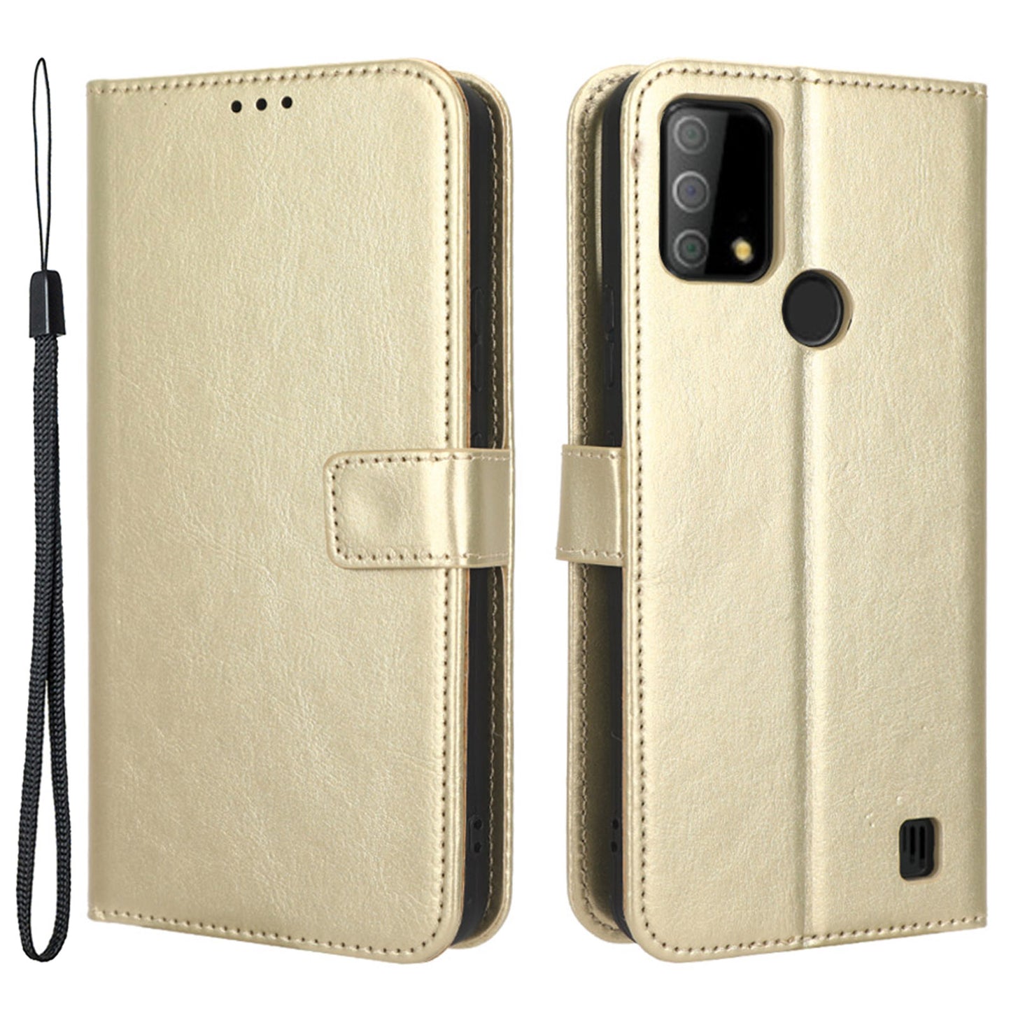 Phone Cover For Vodafone Smart V22 PU Leather Crazy Horse Texture Flip Anti-scratch Phone Case Wallet Stand with Strap