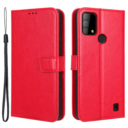 Phone Cover For Vodafone Smart V22 PU Leather Crazy Horse Texture Flip Anti-scratch Phone Case Wallet Stand with Strap