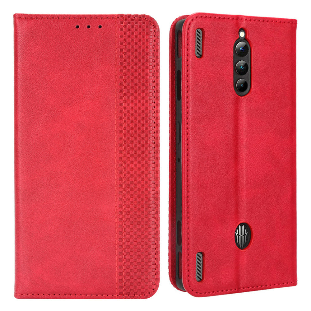 For ZTE nubia Red Magic 8 Pro+ 5G / Red Magic 8 Pro 5G Mobile Phone Case Stand Retro Texture Imprinted Pattern PU Leather Flip Wallet Cover