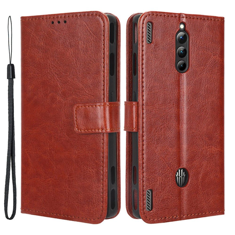 For ZTE nubia Red Magic 8 Pro+ 5G / Red Magic 8 Pro 5G Phone Flip Case Wallet Stand  Crazy Horse Texture PU Leather Phone Cover