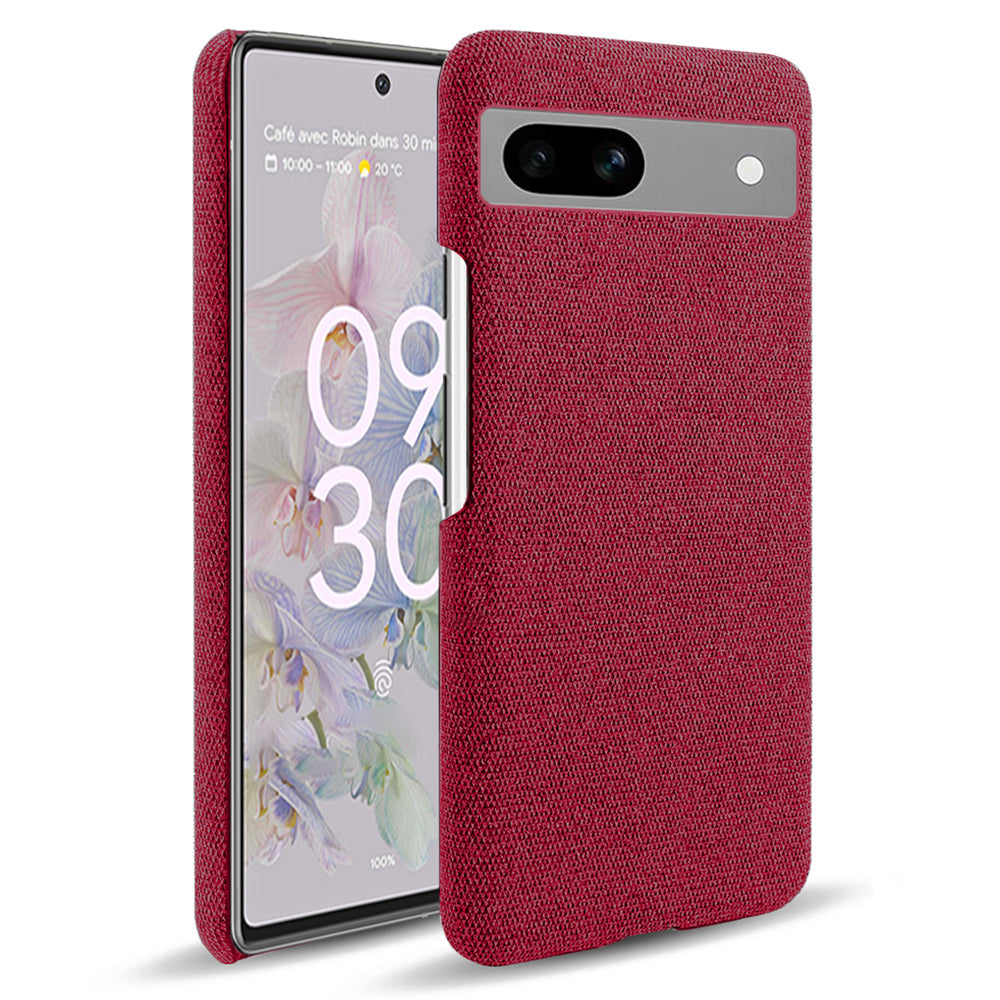 For Google Pixel 7a Non-slip Slim Smartphone Case Solid Color Anti-scratch Hard PC+Cloth Phone Cover