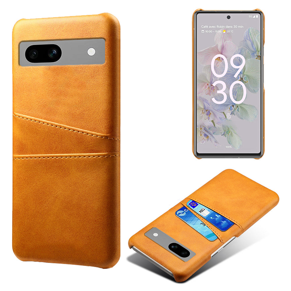 For Google Pixel 7a Mobile Phone Cover Card Holder Plastic + PU Leather Anti-fall Phone Case