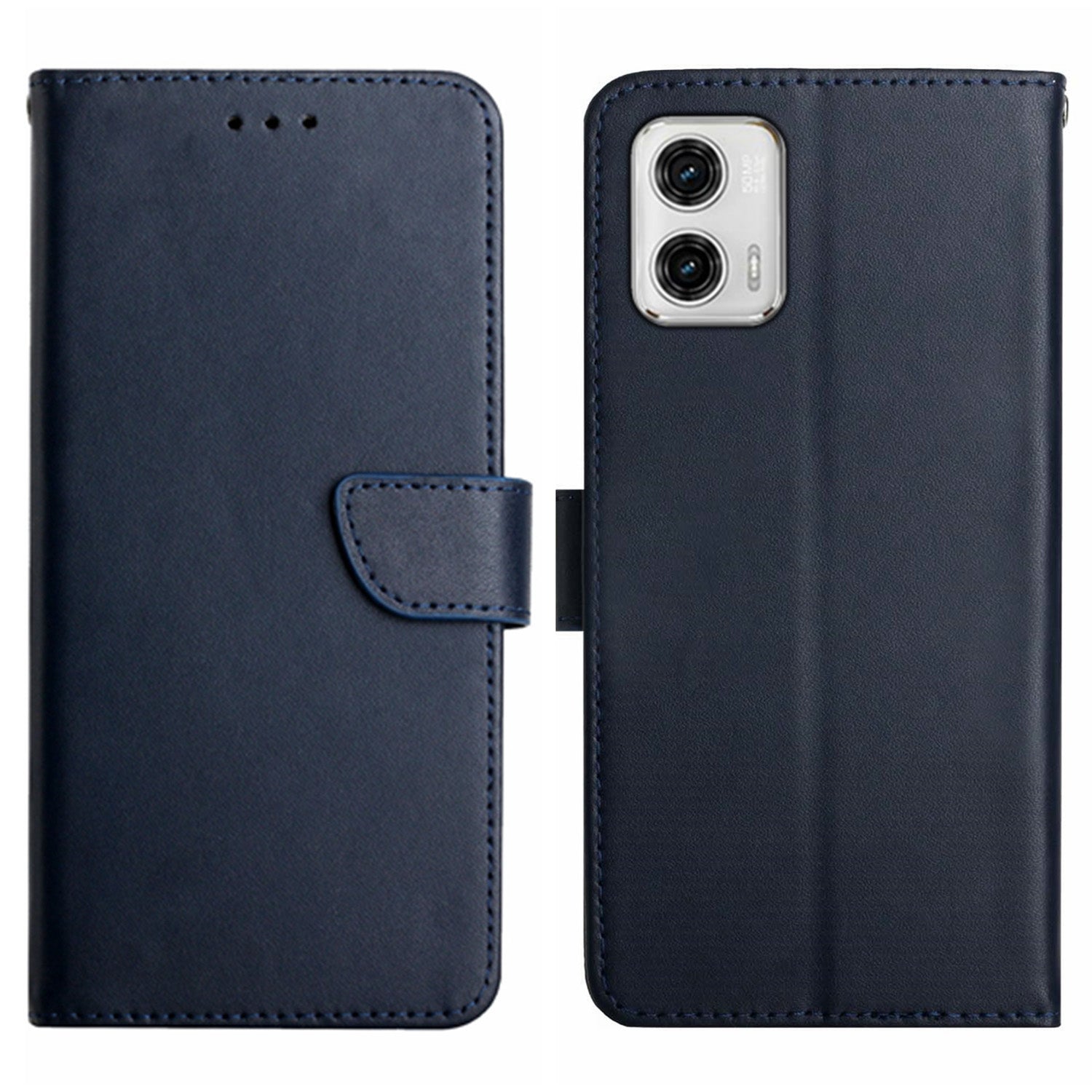 HT02 For Motorola Moto G73 5G Anti-Scratch Genuine Leather Phone Case Nappa Texture Wallet Stand Protective Cover