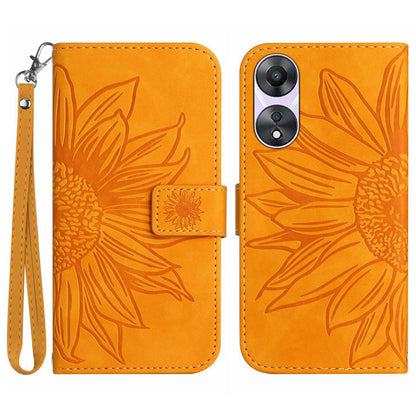 For Oppo A58 5G / A78 5G Mobile Phone Case HT04 Sunflower Imprinted Leather Anti-drop Phone Cover Flip Wallet Stand