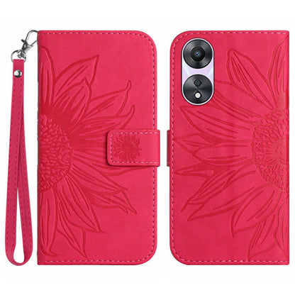 For Oppo A58 5G / A78 5G Mobile Phone Case HT04 Sunflower Imprinted Leather Anti-drop Phone Cover Flip Wallet Stand