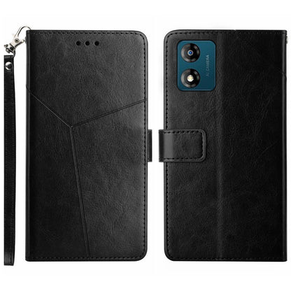 HT01 For Motorola Moto E13 4G Wallet Phone Cover Foldable Phone Stand Imprinted Y-shaped Line PU Leather Flip Phone Case Shell with Strap