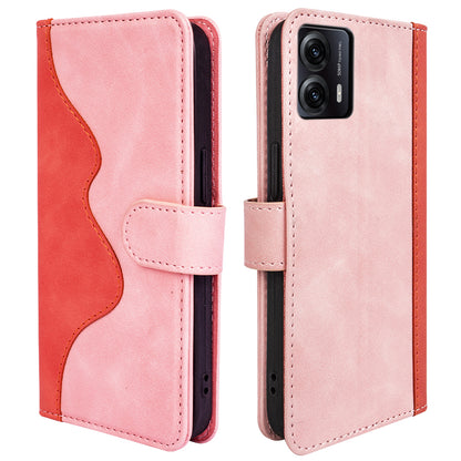 For Motorola Moto G53 5G Mobile Case Dual Color Splicing Anti-scratch PU Leather Wallet Phone Stand Cover