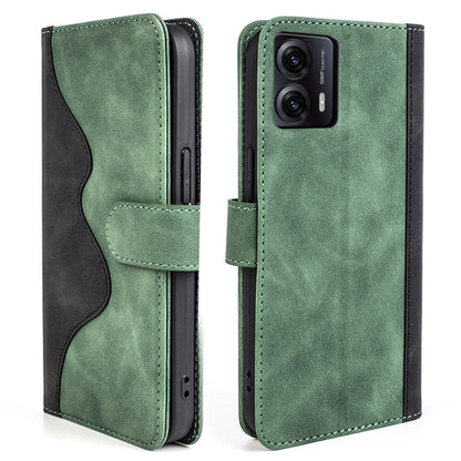 For Motorola Moto G53 5G Mobile Case Dual Color Splicing Anti-scratch PU Leather Wallet Phone Stand Cover