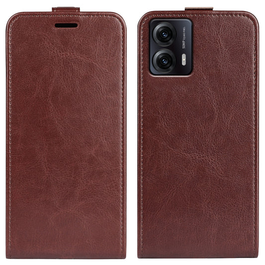 For Motorola Moto G53 5G Crazy Horse Texture PU Leather Card Holder Phone Case Vertical Flip Anti-drop Cover