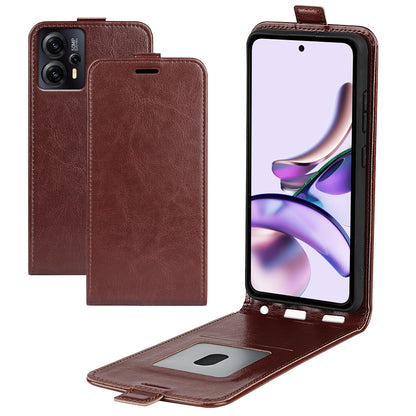 For Motorola Moto G13 4G / G23 4G Vertical Flip PU Leather Cover Crazy Horse Texture Shockproof Card Holder Phone Case