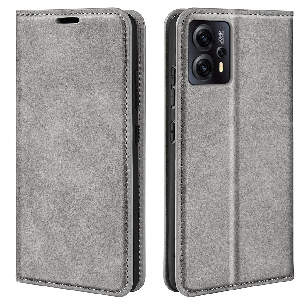 For Motorola Moto G13 4G Skin-touch Feeling PU Leather Wallet Cover Magnetic Auto-absorbed Folding Stand Phone Case