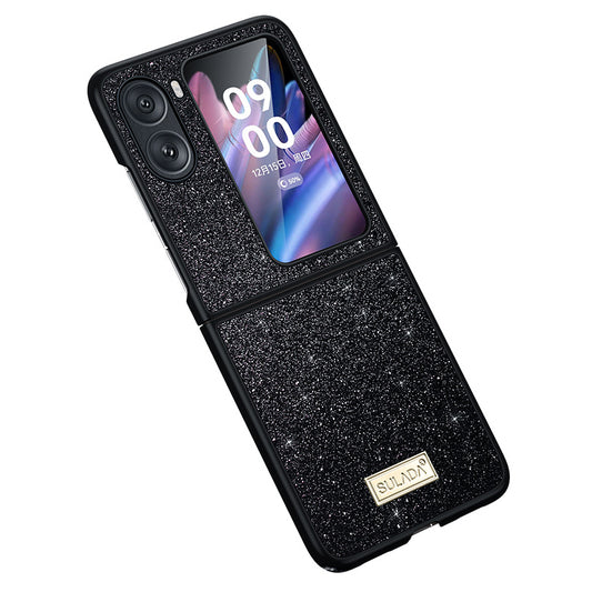 SULADA For Oppo Find N2 Flip 5G PU Leather Coated PC + TPU Anti-drop Phone Case Glitter Sequins Anti-scratch Cover